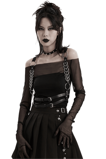 Fashionable Punk Harness with Adjustable Straps and Rings